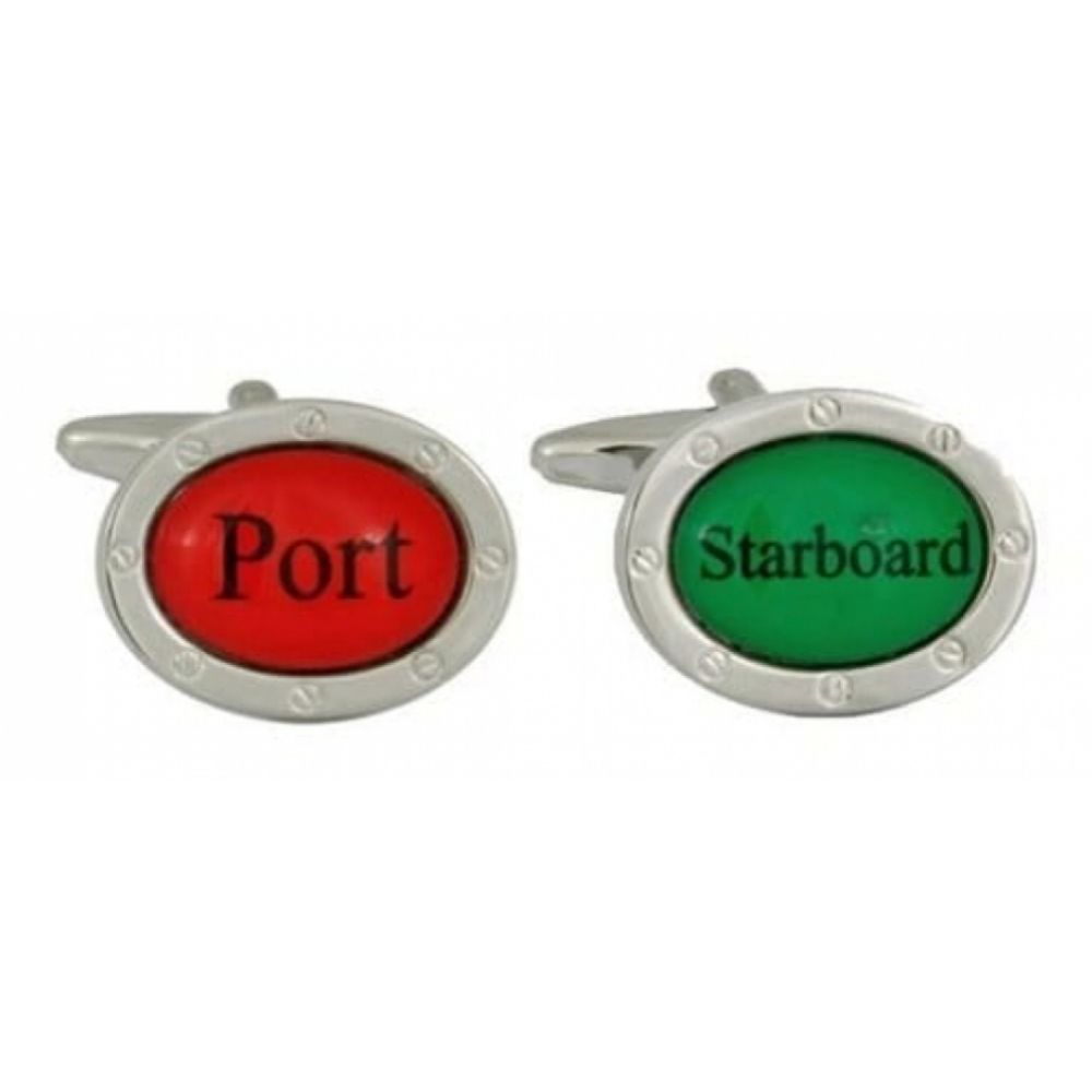 Port & Starboard Rhodium Plated Cufflinks