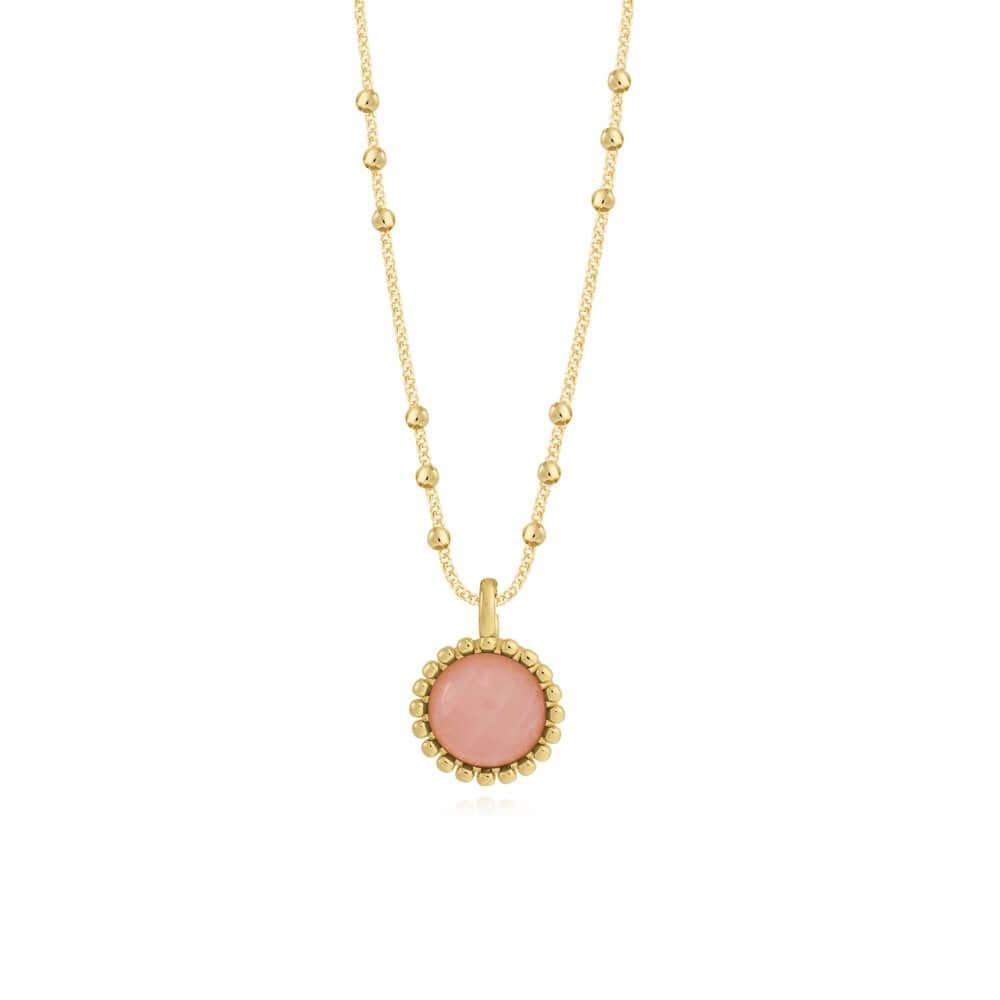 Capri Rose Quartz Gold 46cm + 5cm Extender Necklace