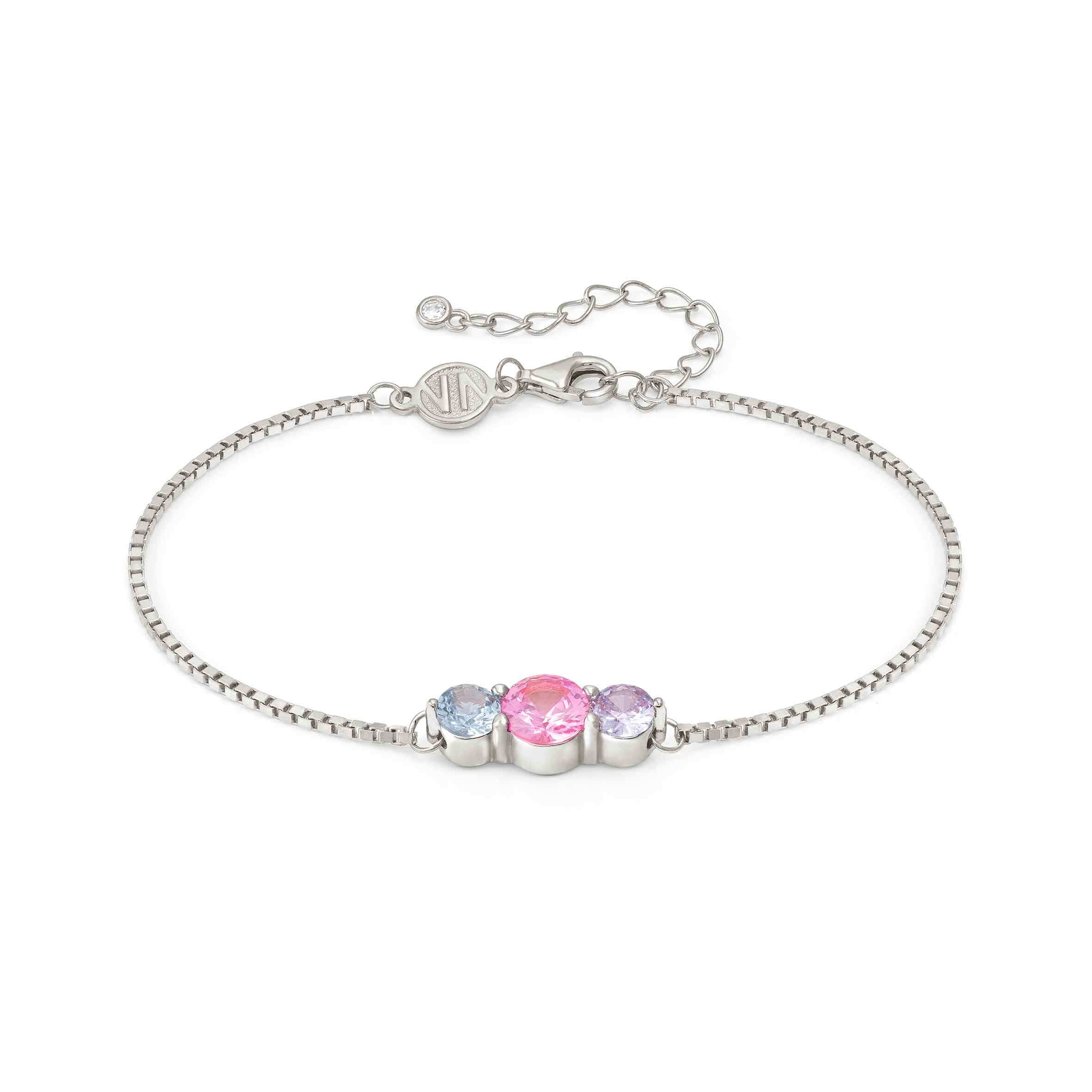 Colour Wave Bracelet In Silver & Multicolour CZ