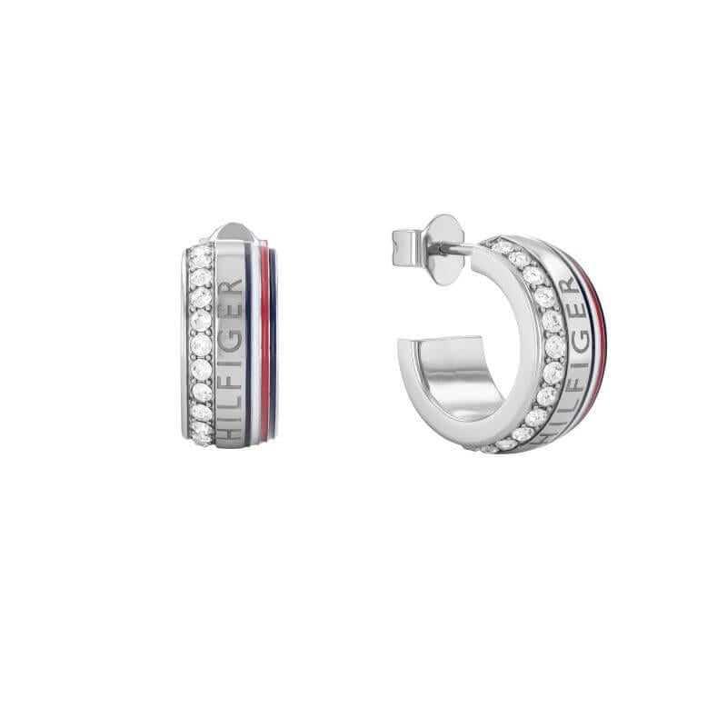 Mesh Charm Crystal Set Hoop Earrings