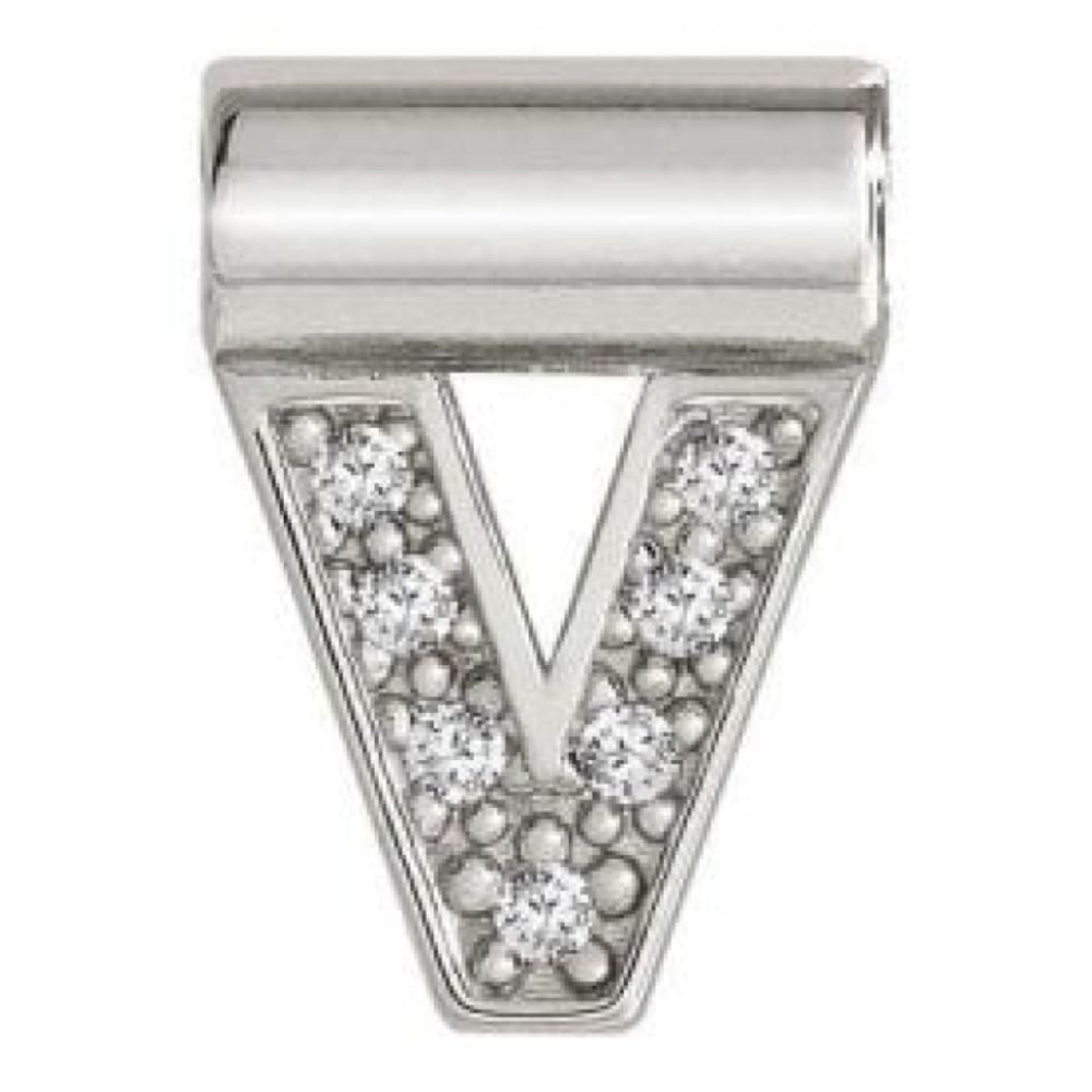 Seimia Silver Cubic Zirconia Letter V Charm