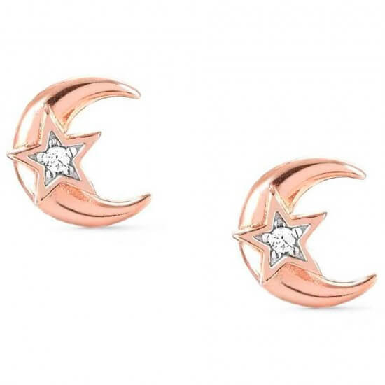 Sweetrock Romance Rose Gold Plated Moon Stud Earrings