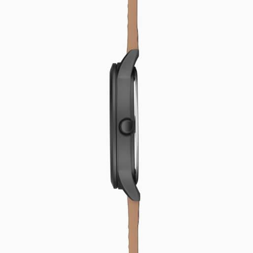 Bergen Black Dial With Black Alloy Case & Tan Leather Strap Men's Watch