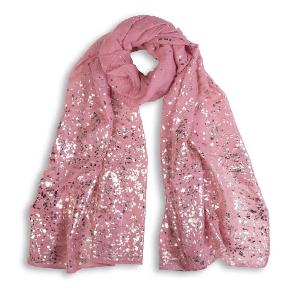 Blush Dipped Scarf - Metallic Rose Gold - Frayed Edge