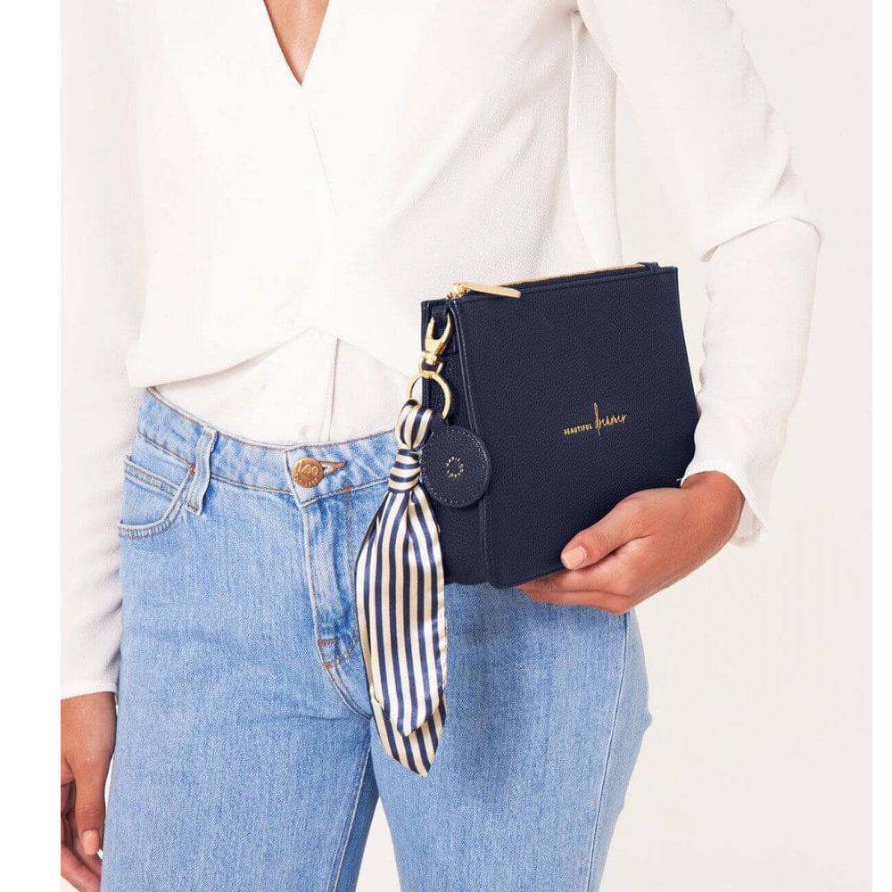 Stylish Structured Pouch | Beautiful Dreamer | Navy | 16 X 24 X 5 Cm