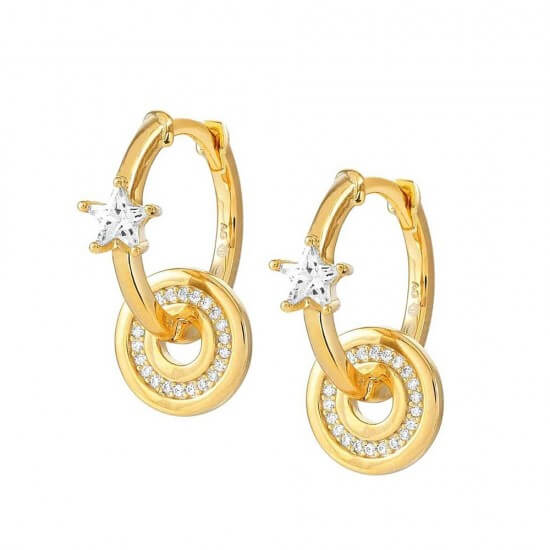 Sentimental Gold Tone & CZ Star Hoop Earrings