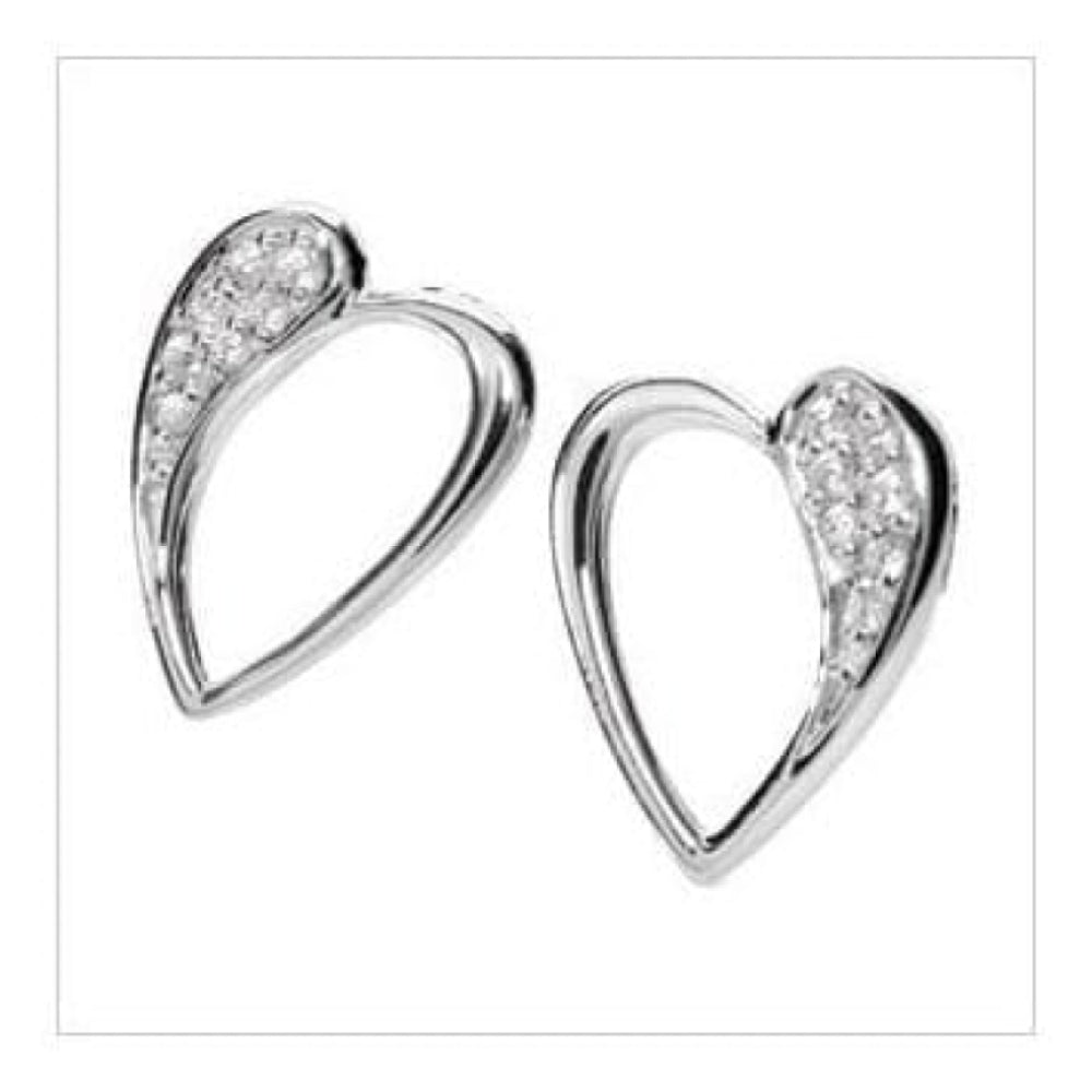 Silver Open Heart CZ Stud Earrings