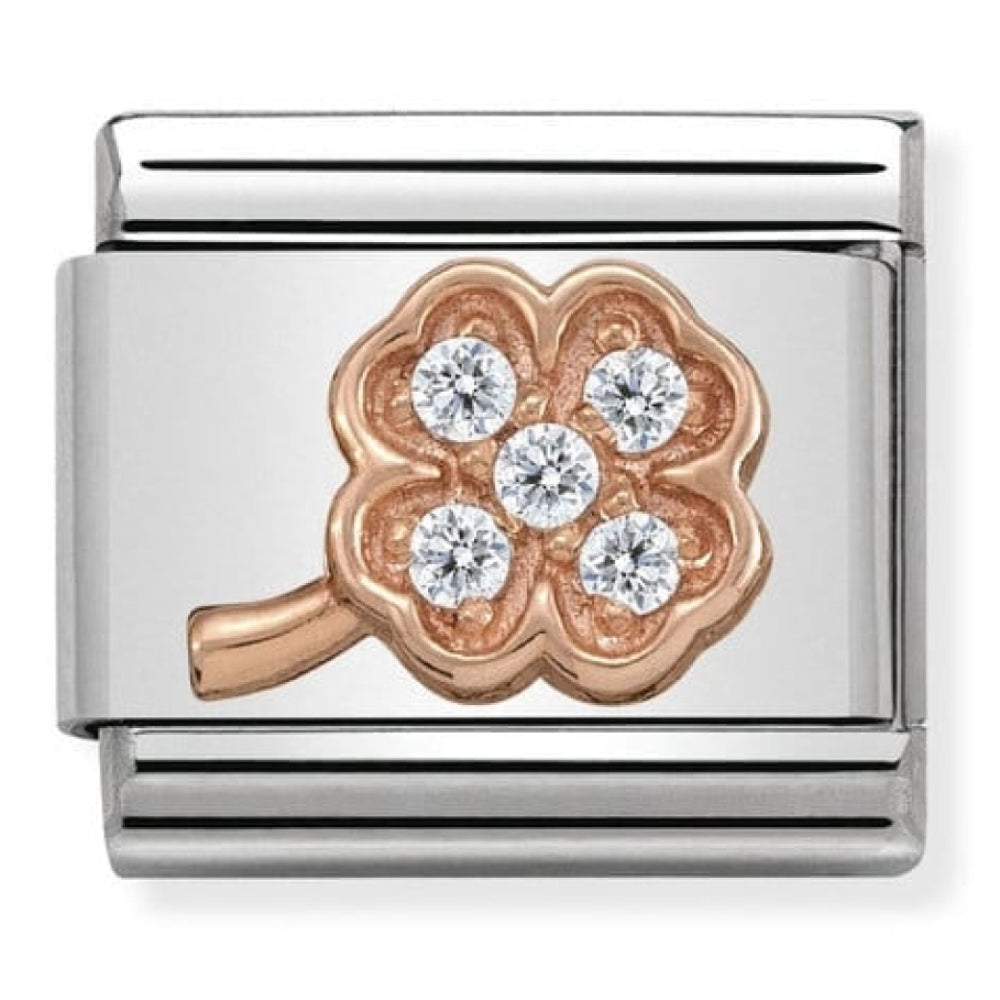 Classic Rose Gold CZ Clover Link