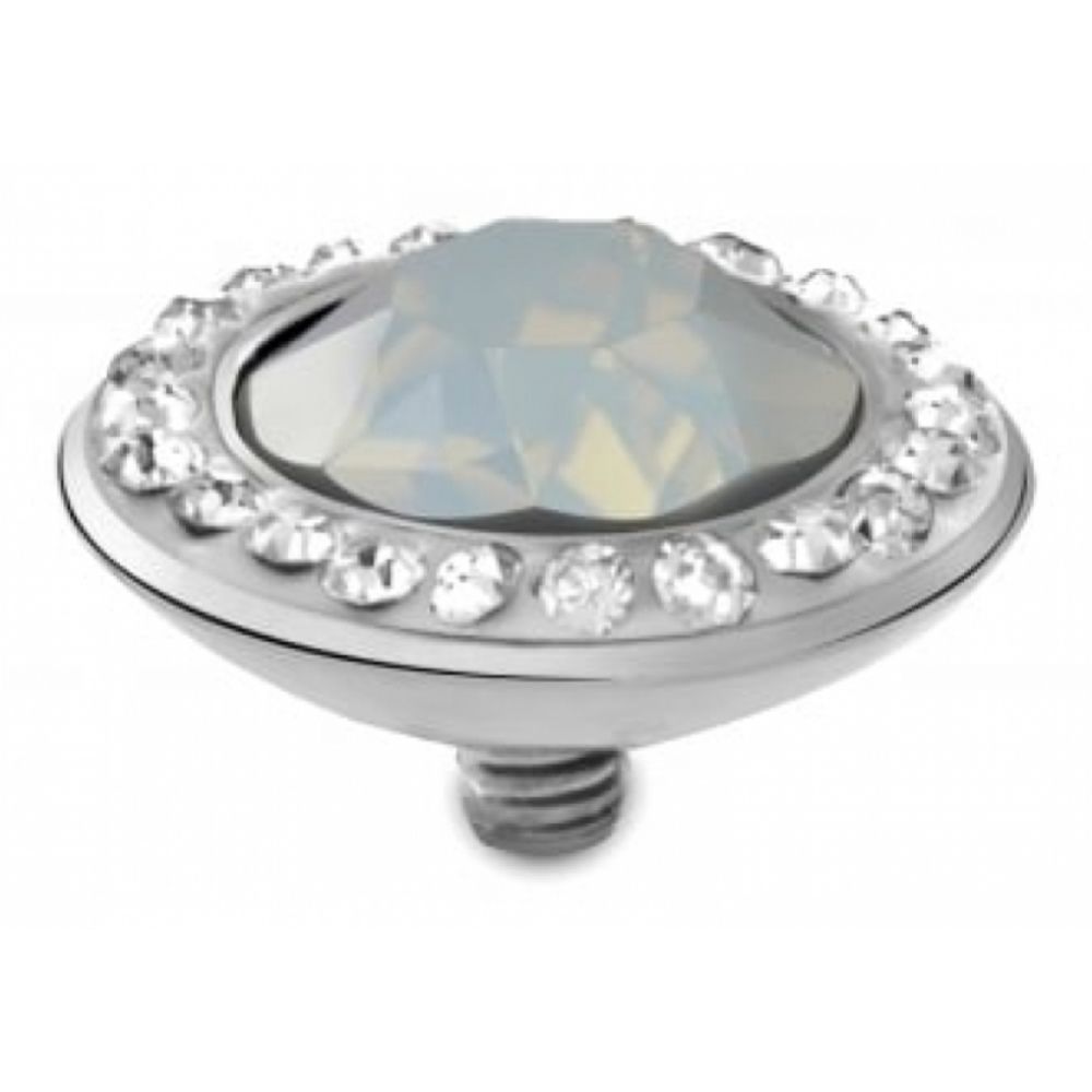 Famosa Stainless Steel 13mm Tondo Deluxe White Opal Ring Top