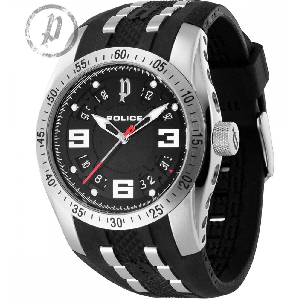 TOPGEAR-X Gents Watch In Stainless Steel Black Dial & Black Rubber Strap
