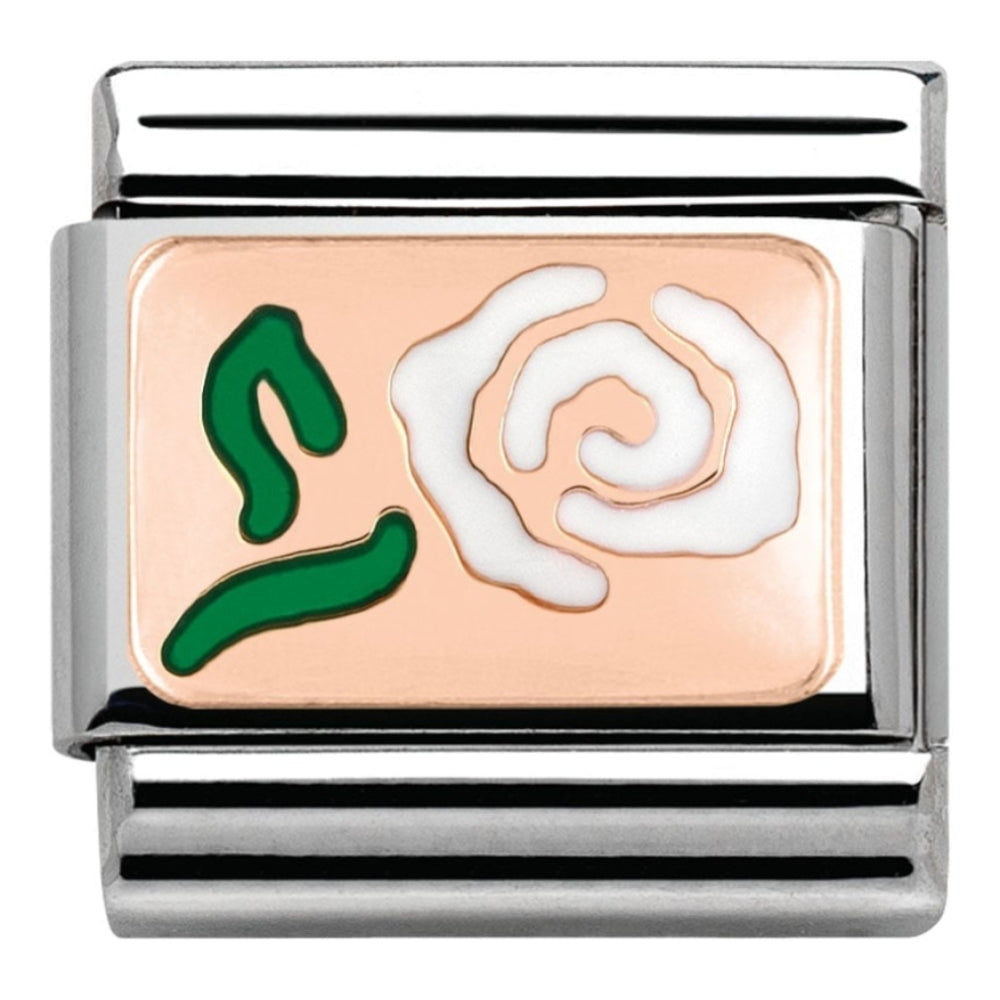 Classic Rose Gold White Rose Link