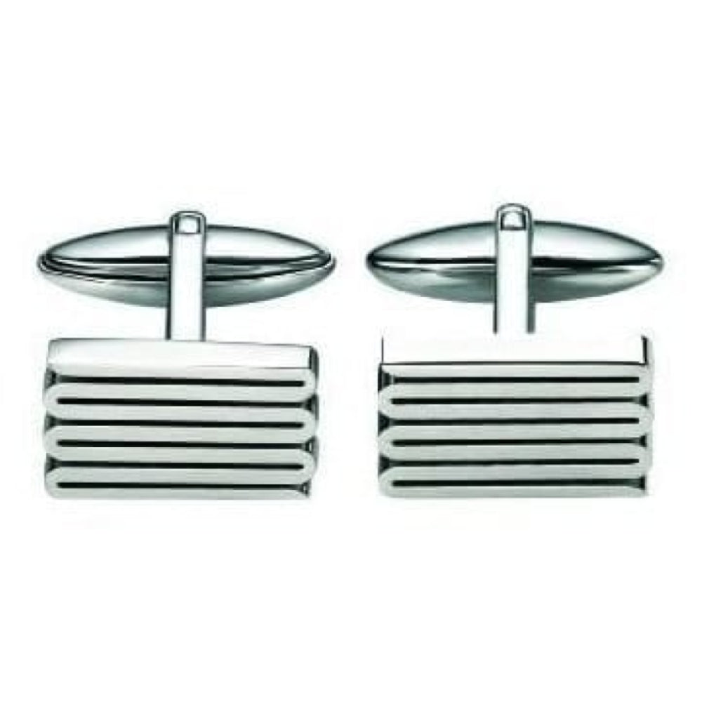 Gents Stainless Steel Ribbed Cufflinks