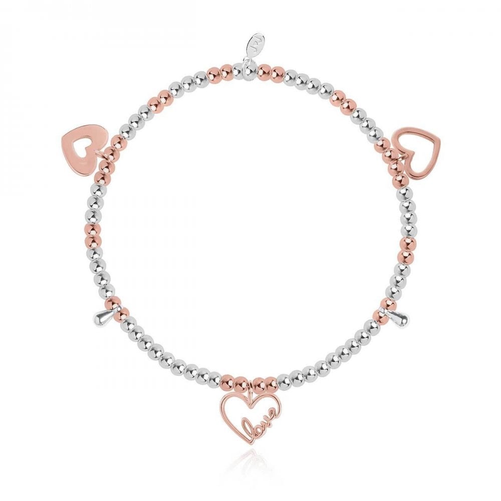 Life's A Charm | Live Laugh Love | Silver And Rose Gold | Charm Bracelet | 17.5cm Stretch