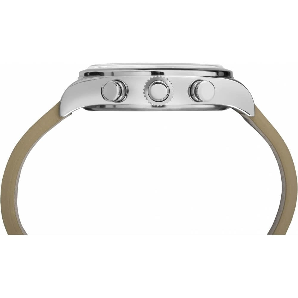 The Waterbury Chronograph Stainless Steel Case Natural Dial Tan Strap