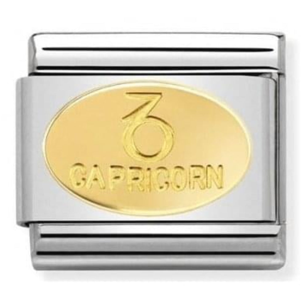Stainless Steel & Gold Zodiac Capricorn Symbol Classic Link