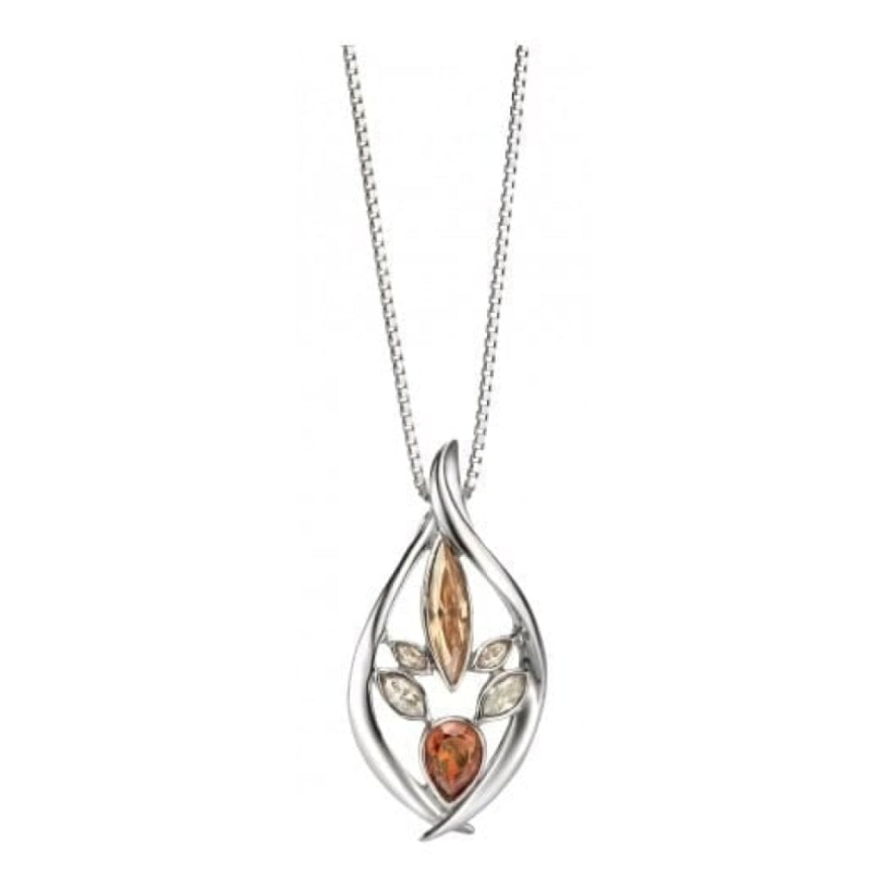Ladies Tear Drop Swarvoski Crystal Silver Necklace