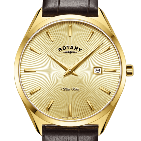 Gents Leather Strap Gold Plate