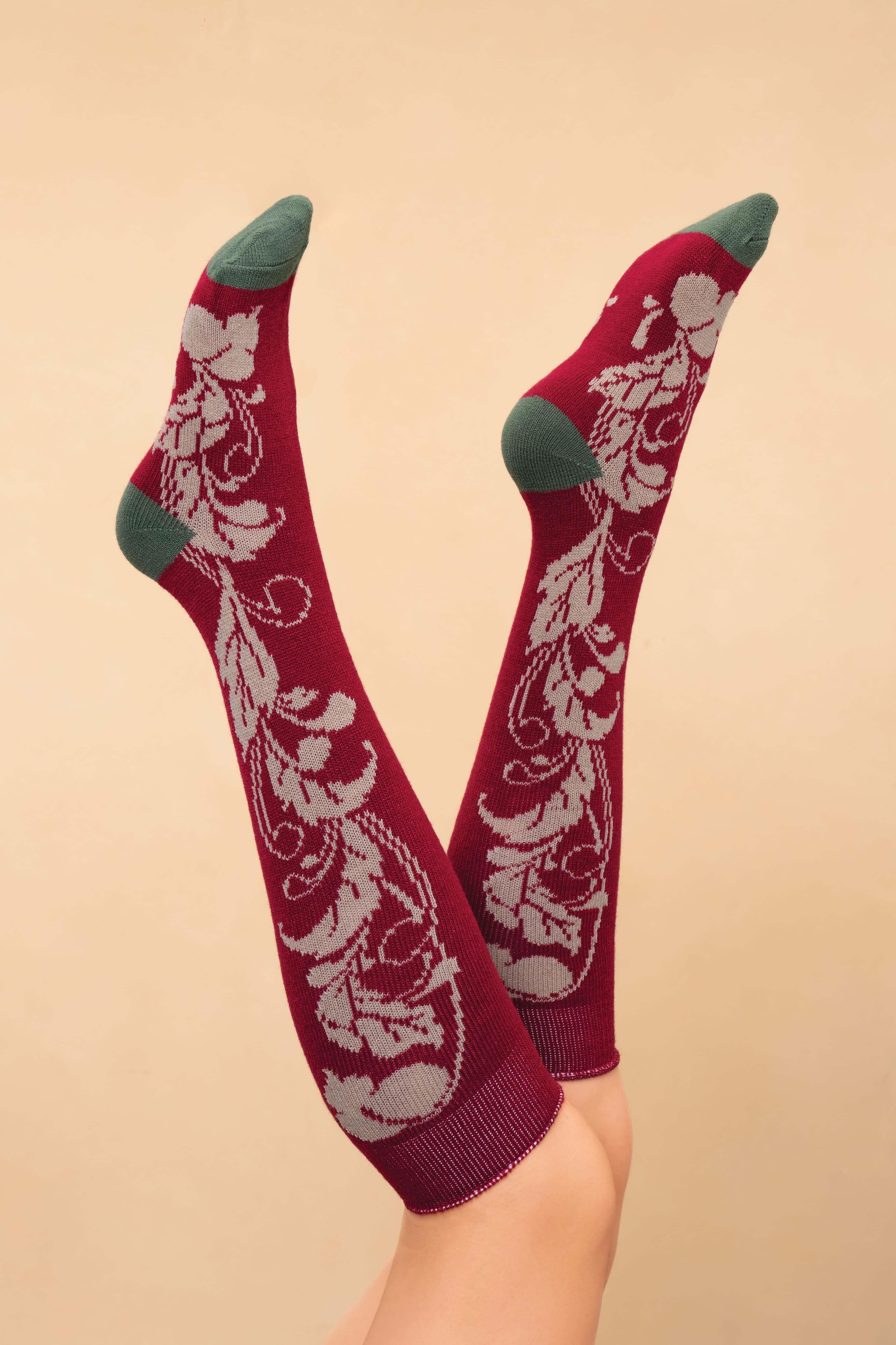 Knee High Socks - Opulent Floral Fuchsia