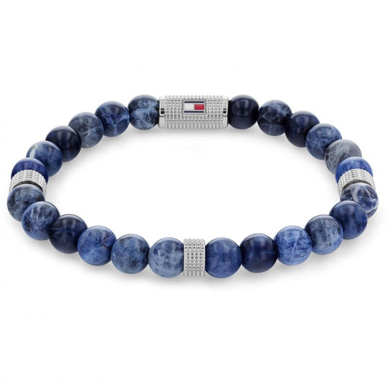 Blue Beaded Stone Gents Bracelet