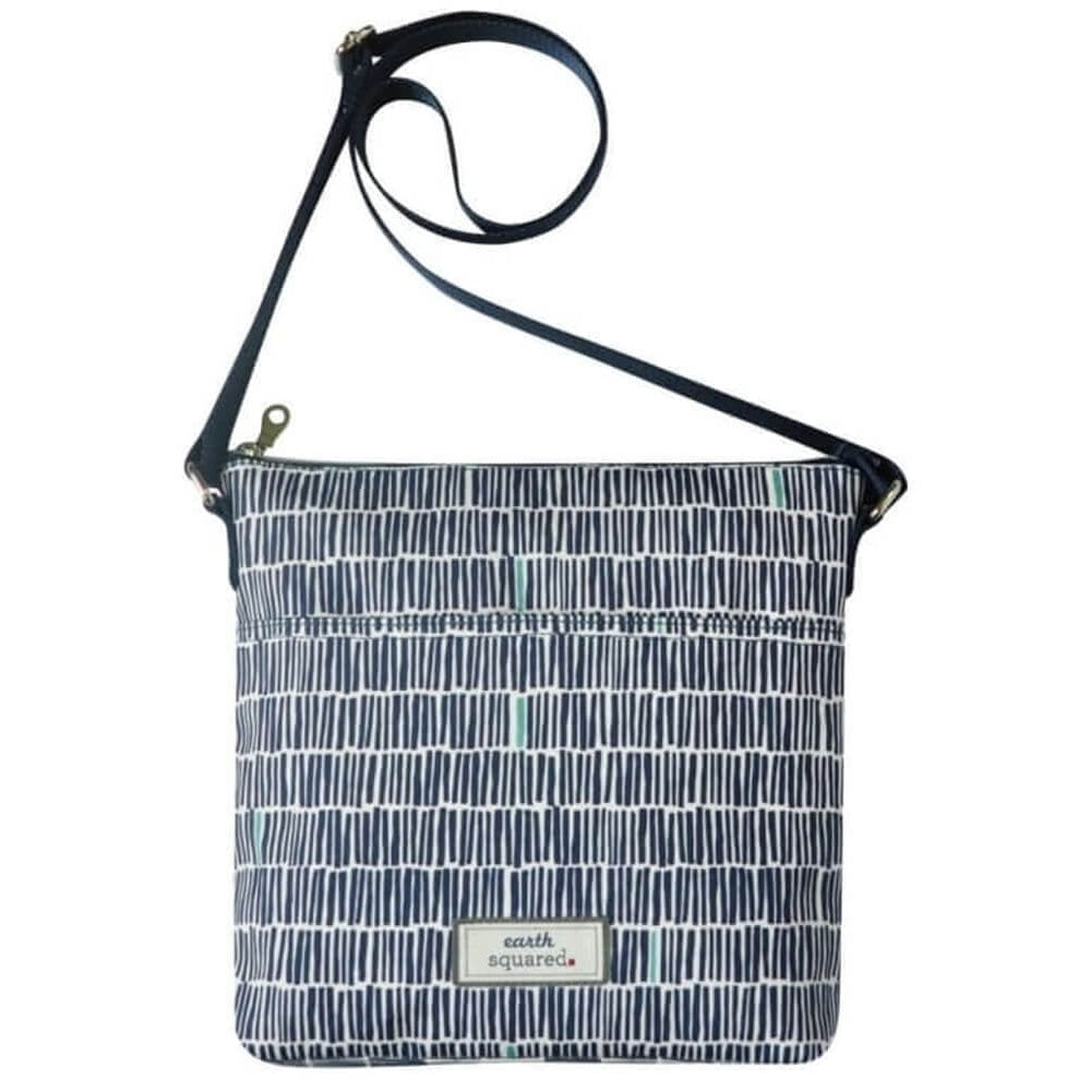 Navy Bamboo Oil Cloth Messenger Bag