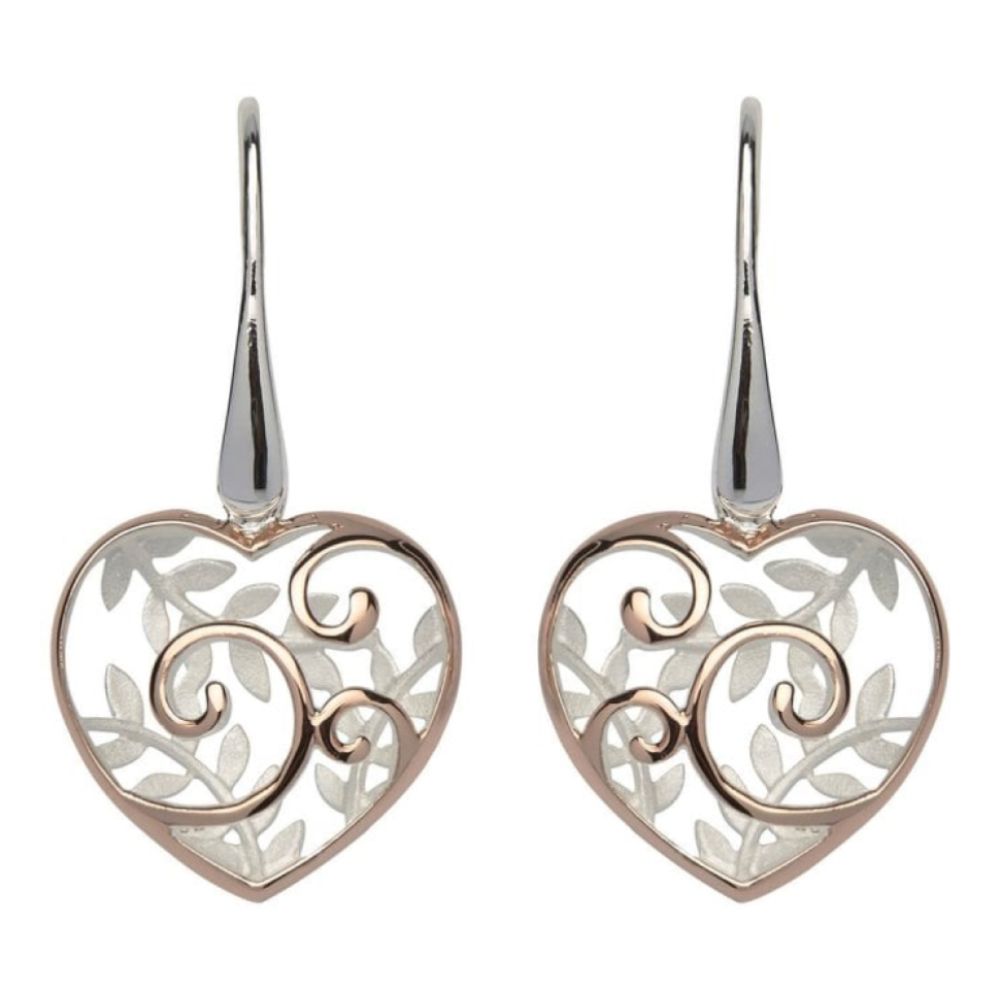 Sterling Silver 925 Earrings With Rose Gold Plating Heart