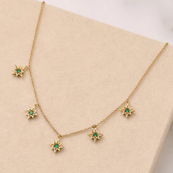 Ziggy Tiny Star Choker Necklace In Emerald & Gold