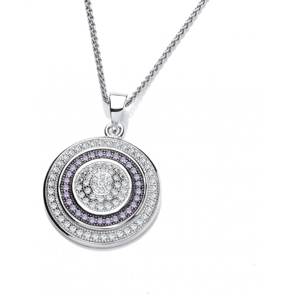 Silver Amethyst & CZ Target Pendant