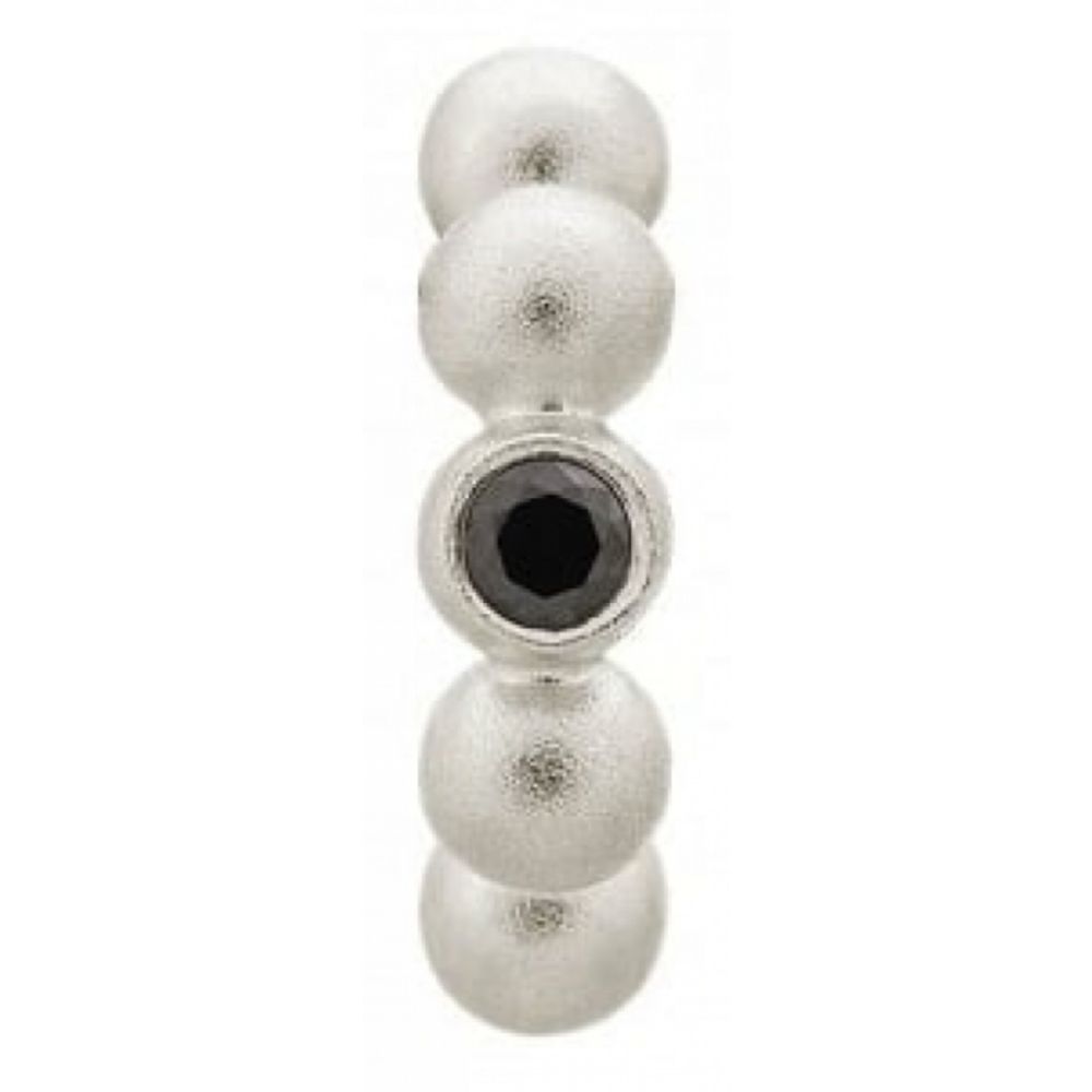 Sterling Silver Dots Black CZ Stone Charm