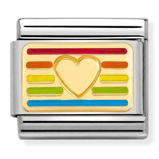 Composable Classic 18k Gold Rainbow HEART Flag Link