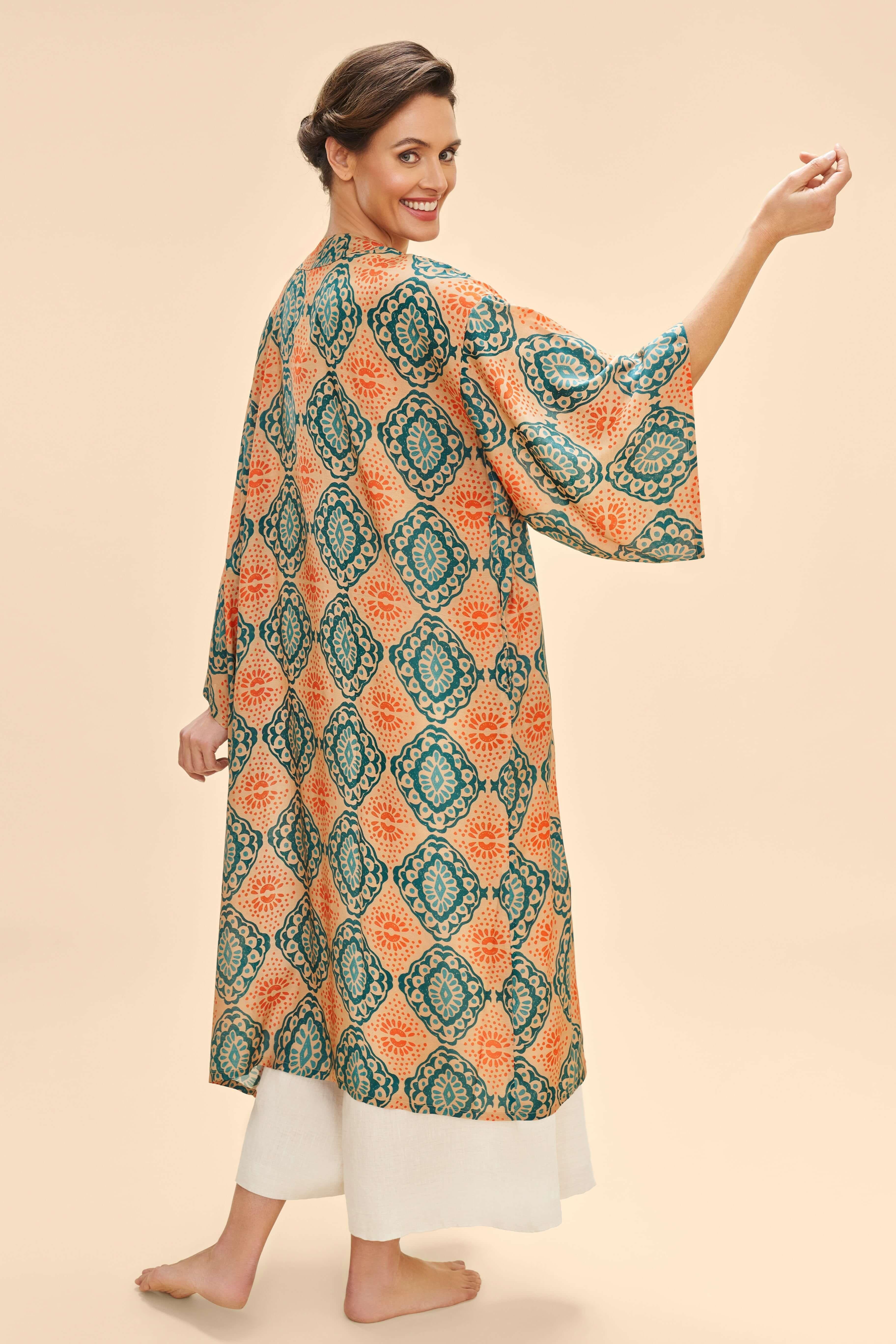 Cream Batik Kimono Gown