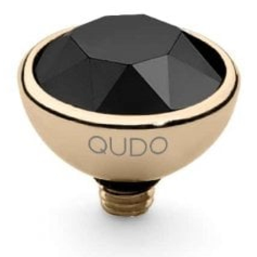 Famosa Gold 10mm Bottone Ring Top Jet