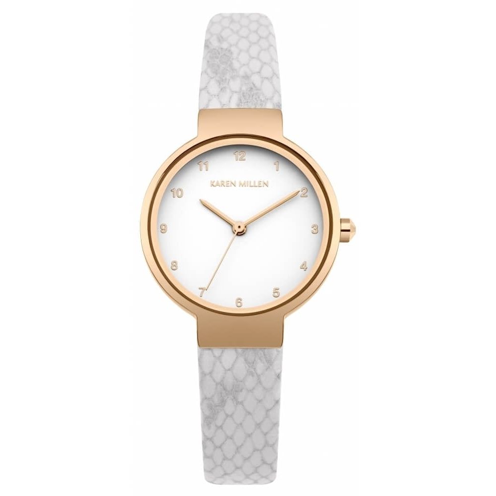 Light Grey Snake Pattern Leather Strap Watch