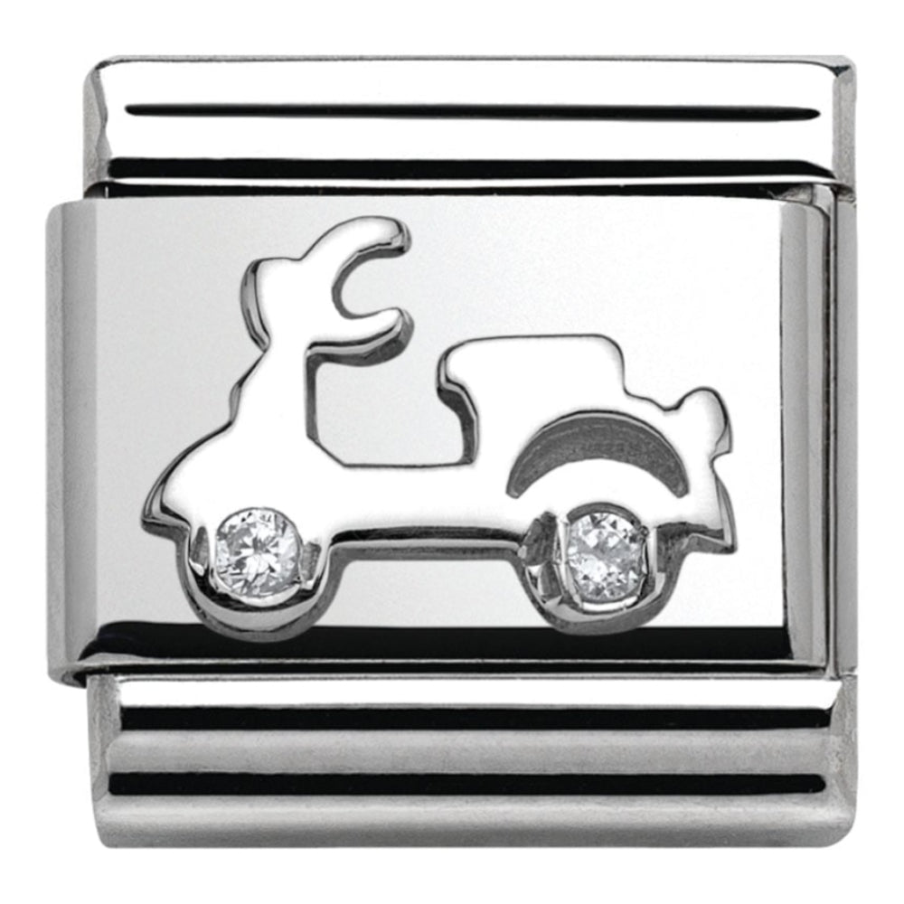 Classic Silver CZ Scooter Link