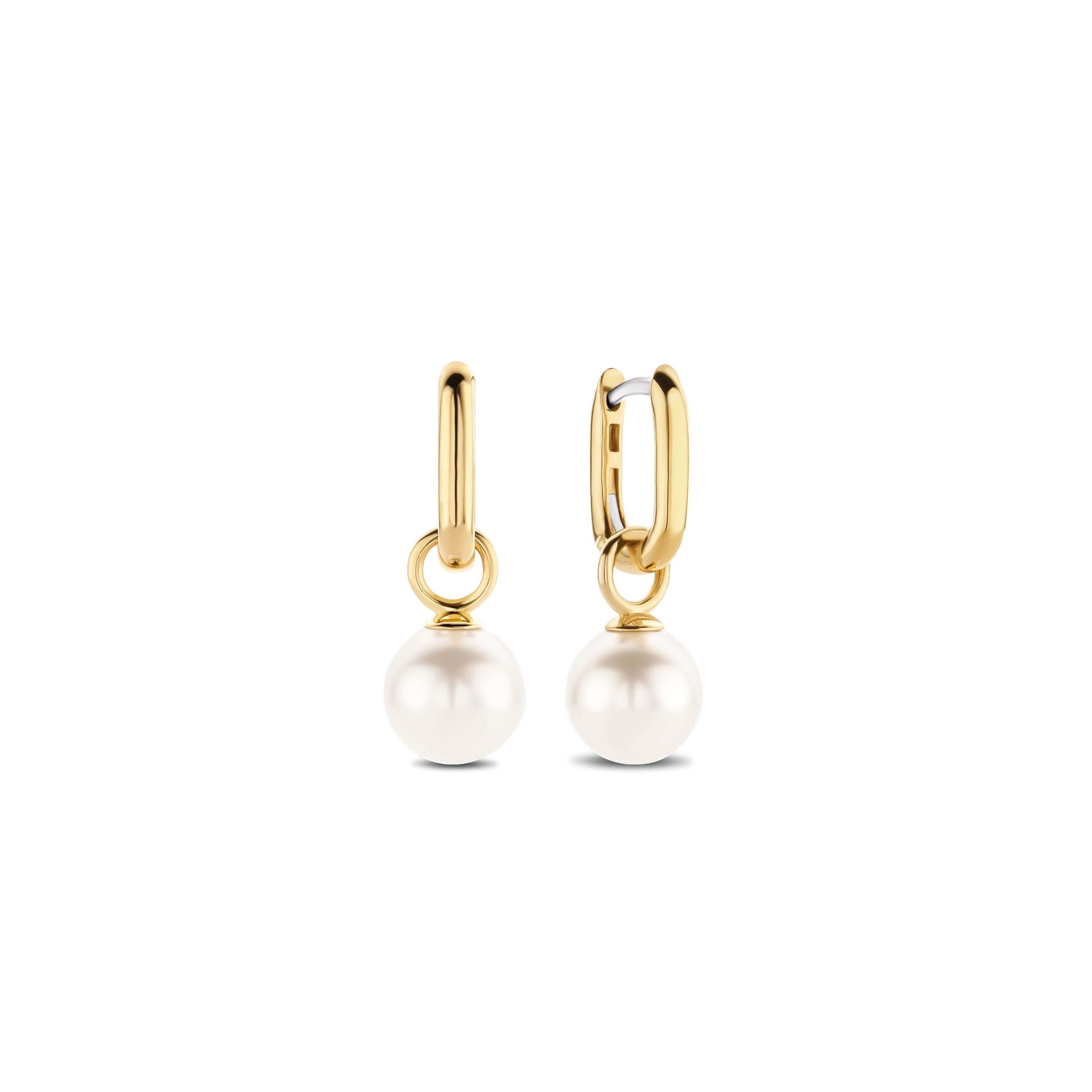 Gold Plated Pearl Hoop Earrings