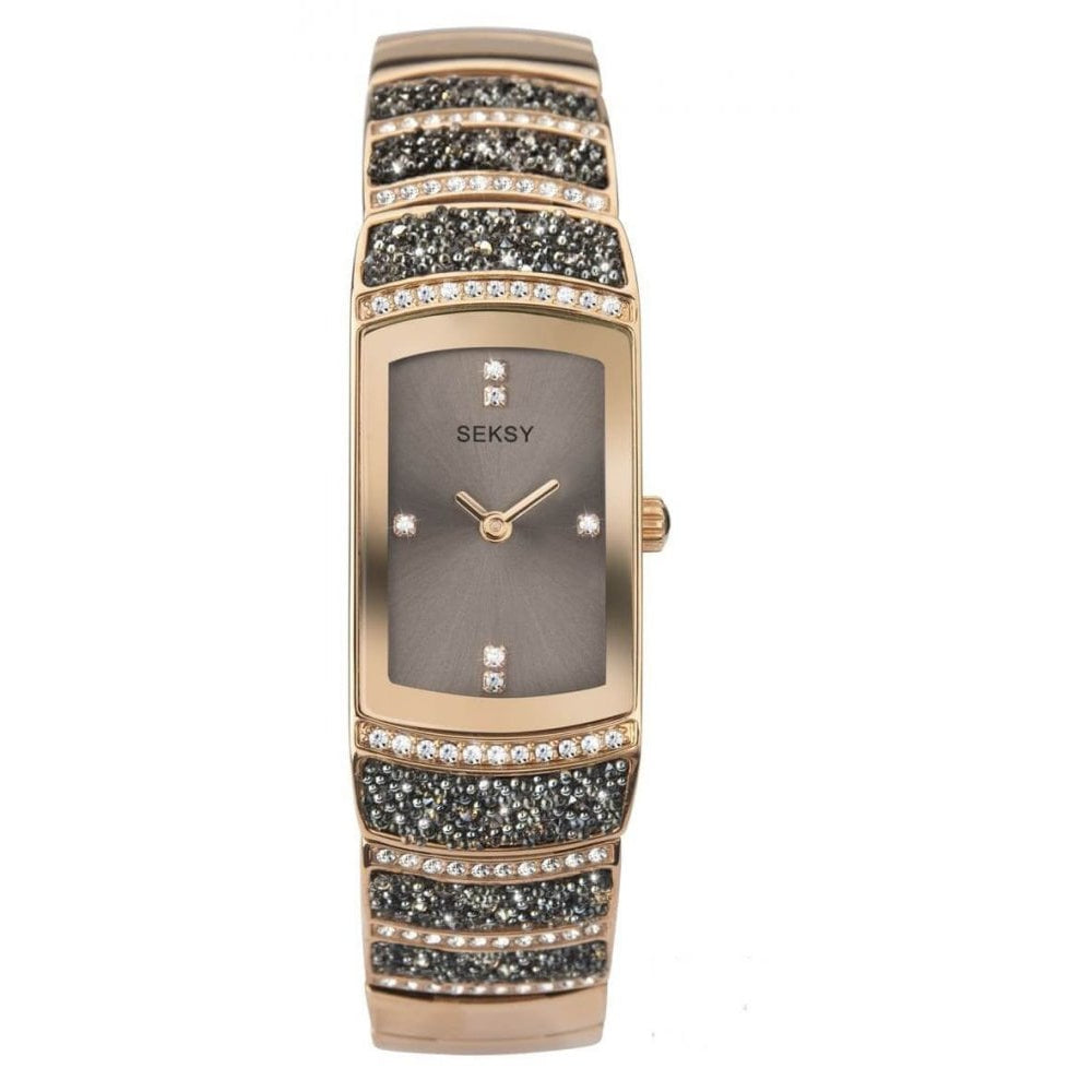 Seksy Black Stone Rose Gold Bracelet Watch