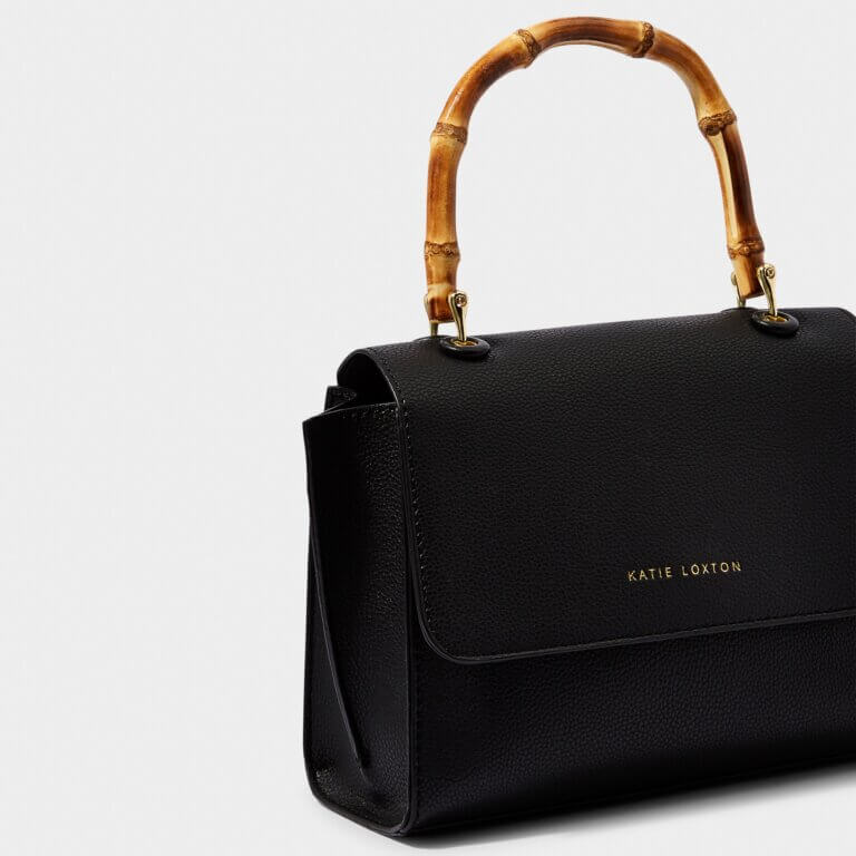 Ezra Bamboo Top Handle Bag Black