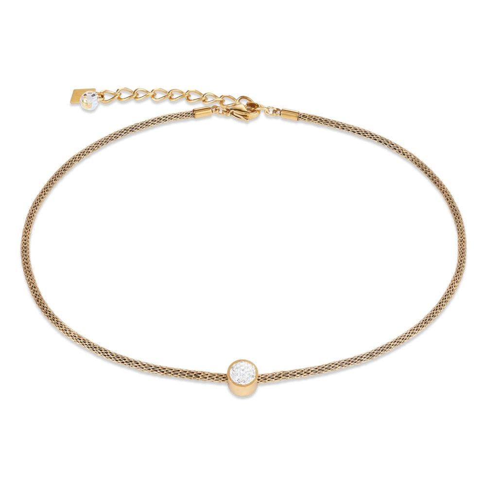 Crystal & Mesh Gold Necklace