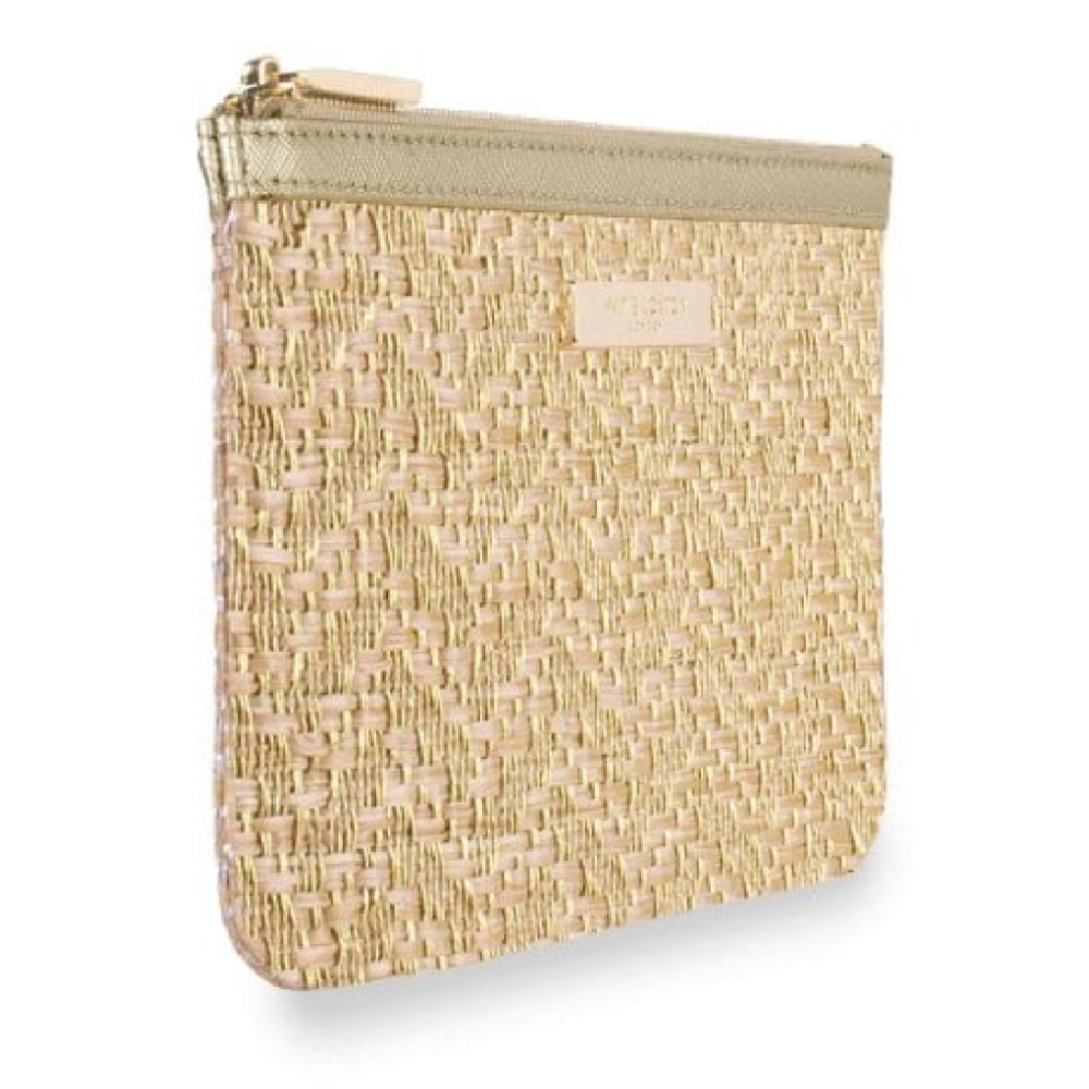 Callie Metallic Slim Pouch - Gold Metallic Weeave Straw - 11x22cm