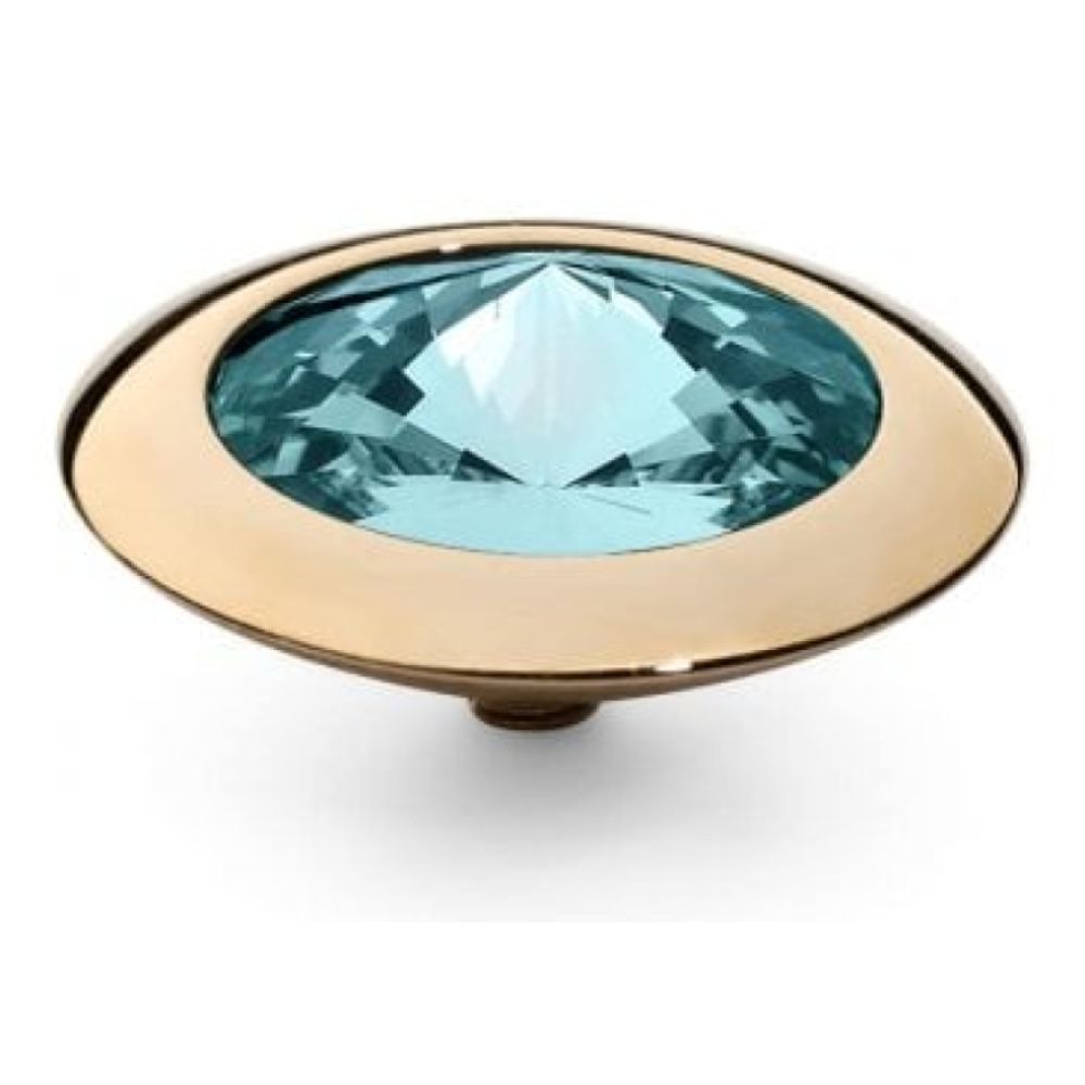 Famosa Gold Plated 16mm Tondo Ring Top Light Turquoise Gem