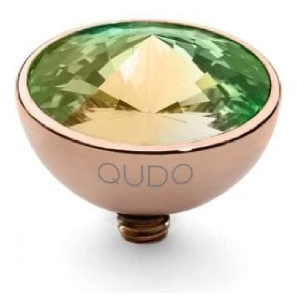 Famosa Rose Gold 11.5mm Bottone Ring Top Luminous Green