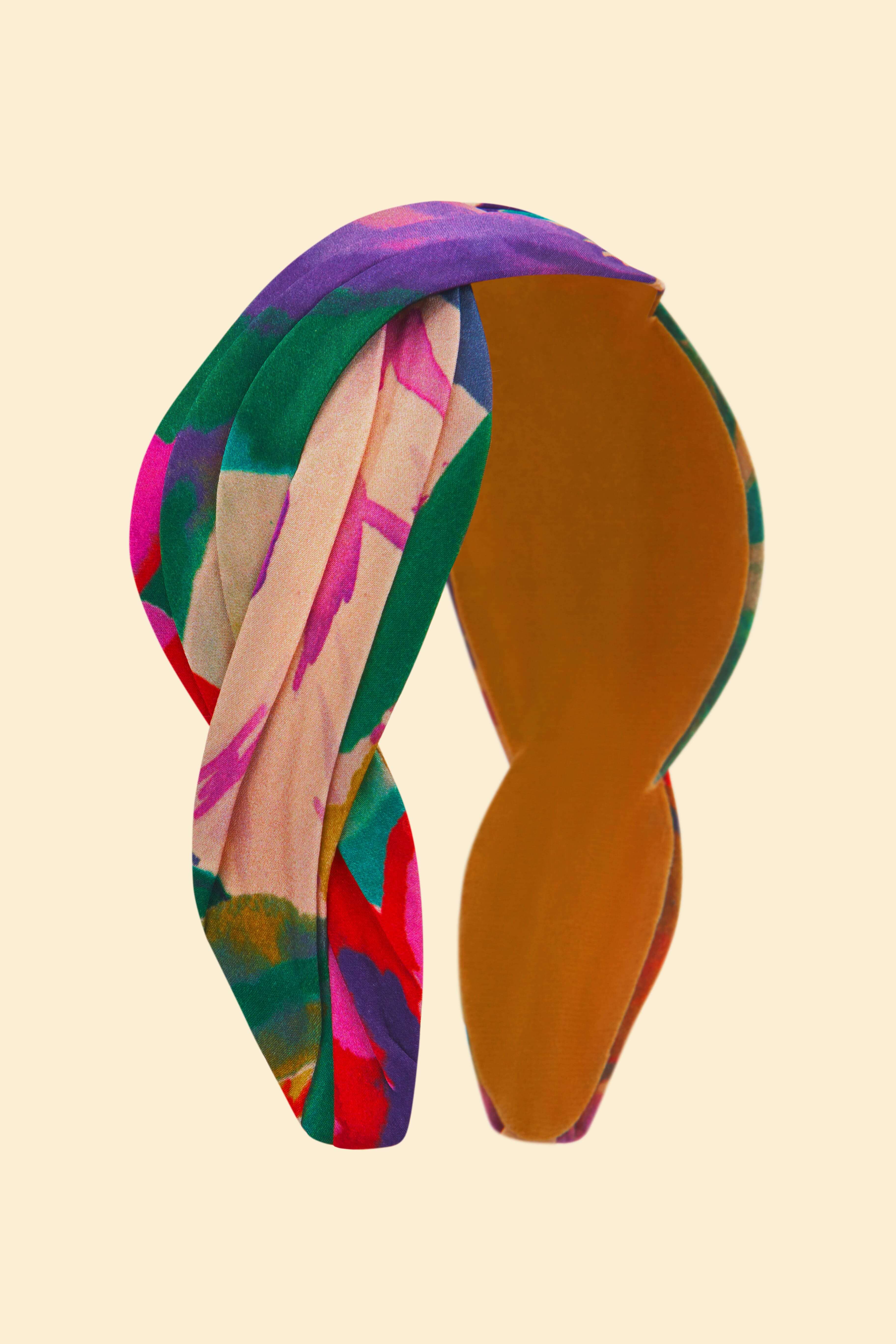 Orchid & Iris Twisted Satin Headband - Coconut