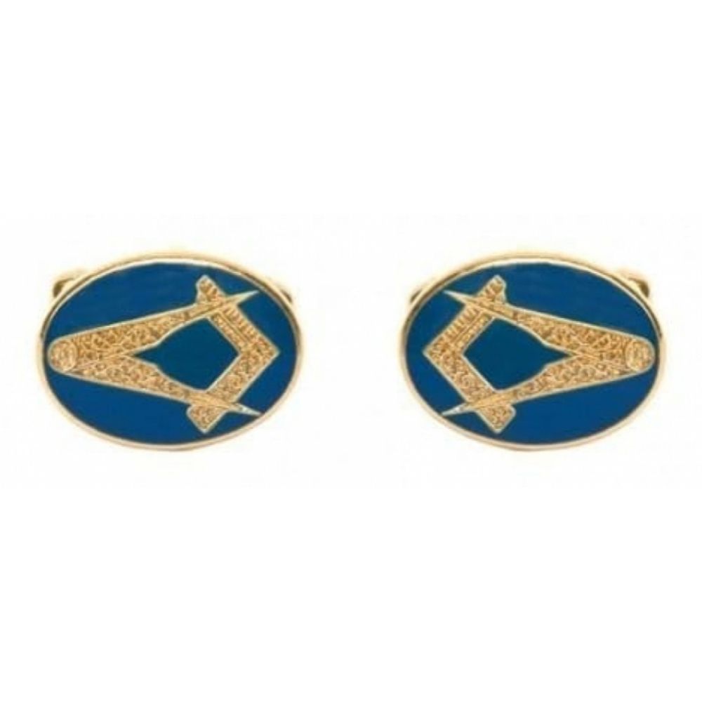 Oval Blue Enamel Masonic Cufflinks