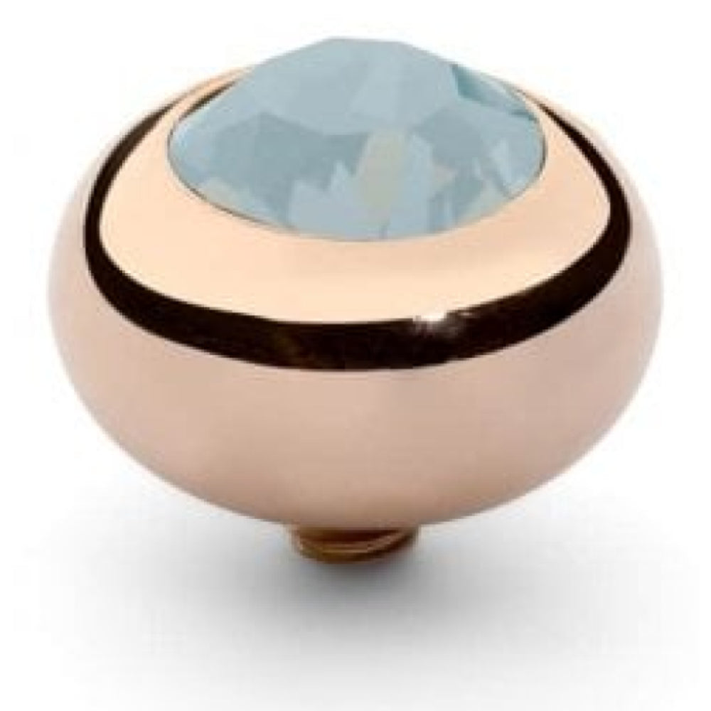 Famosa Rose Gold 10mm Tondo Ring Top White Opal
