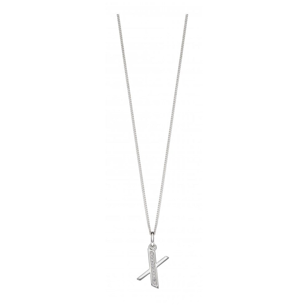 Art Deco Initial 'X' CZ Pendant