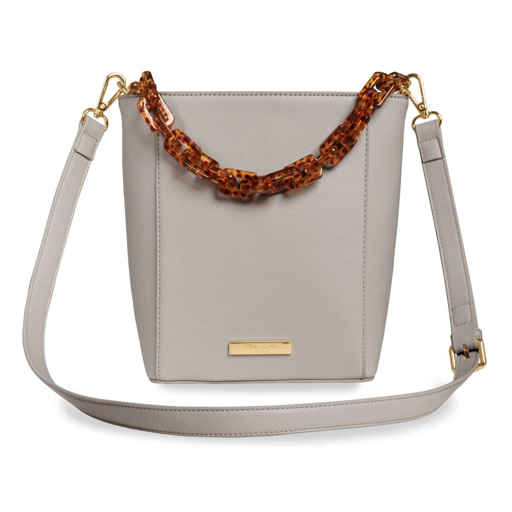 AYLA TORTOISESHELL STRAP BAG - Pale Grey - 22x18x9cm