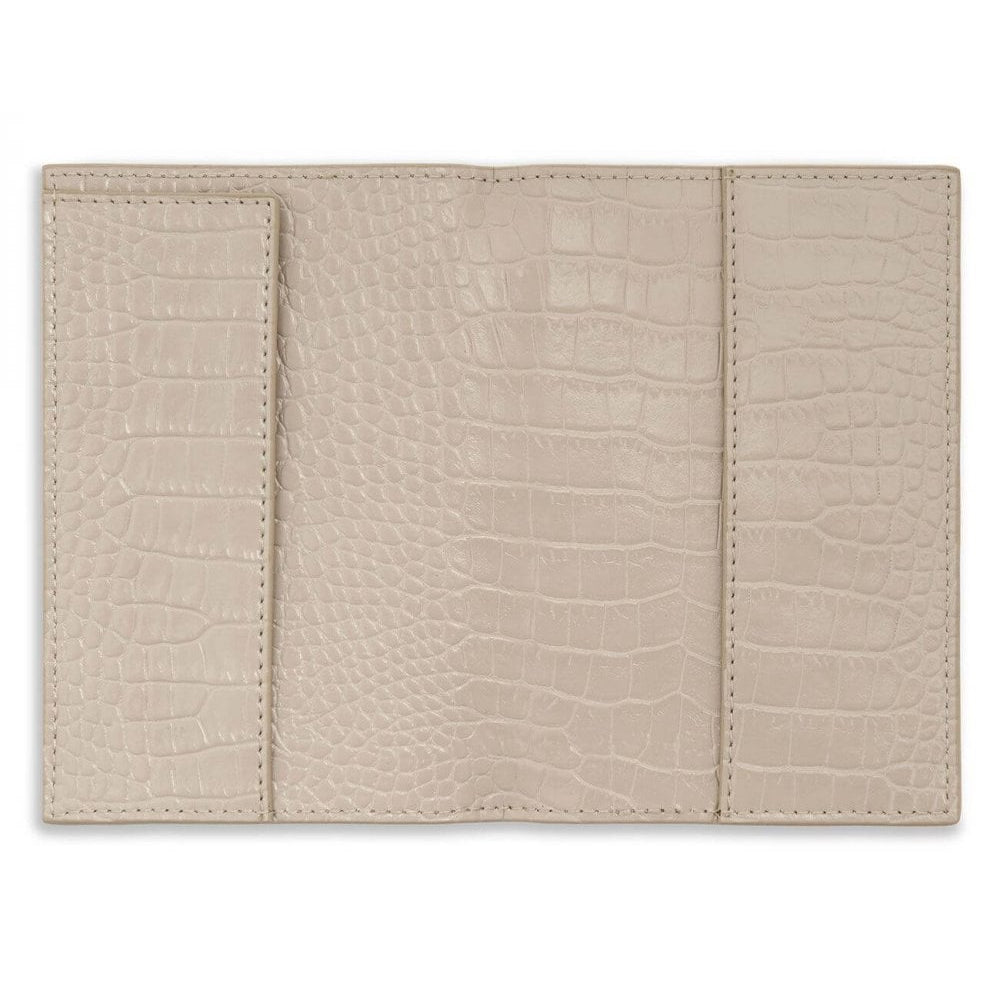 Celine Faux Croc Passport Holder | Oyster Grey | 14.5 X 10 X 0.8cm
