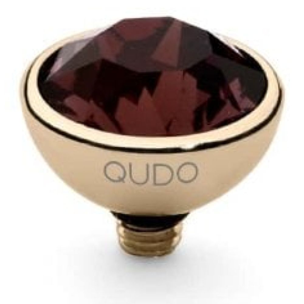 Famosa Gold 10mm Bottone Ring Top Burgundy
