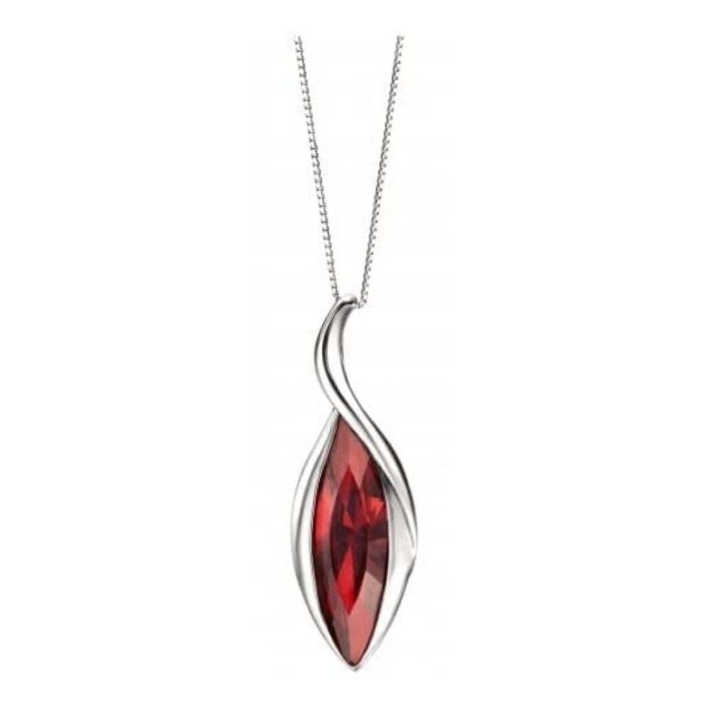Ladies Magma Red Swarvoski Crystal Silver Pendant Necklace