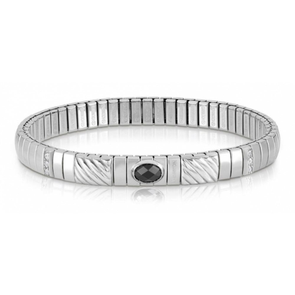 Stretch Bracelet With Black CZ & White Cubic Zircons