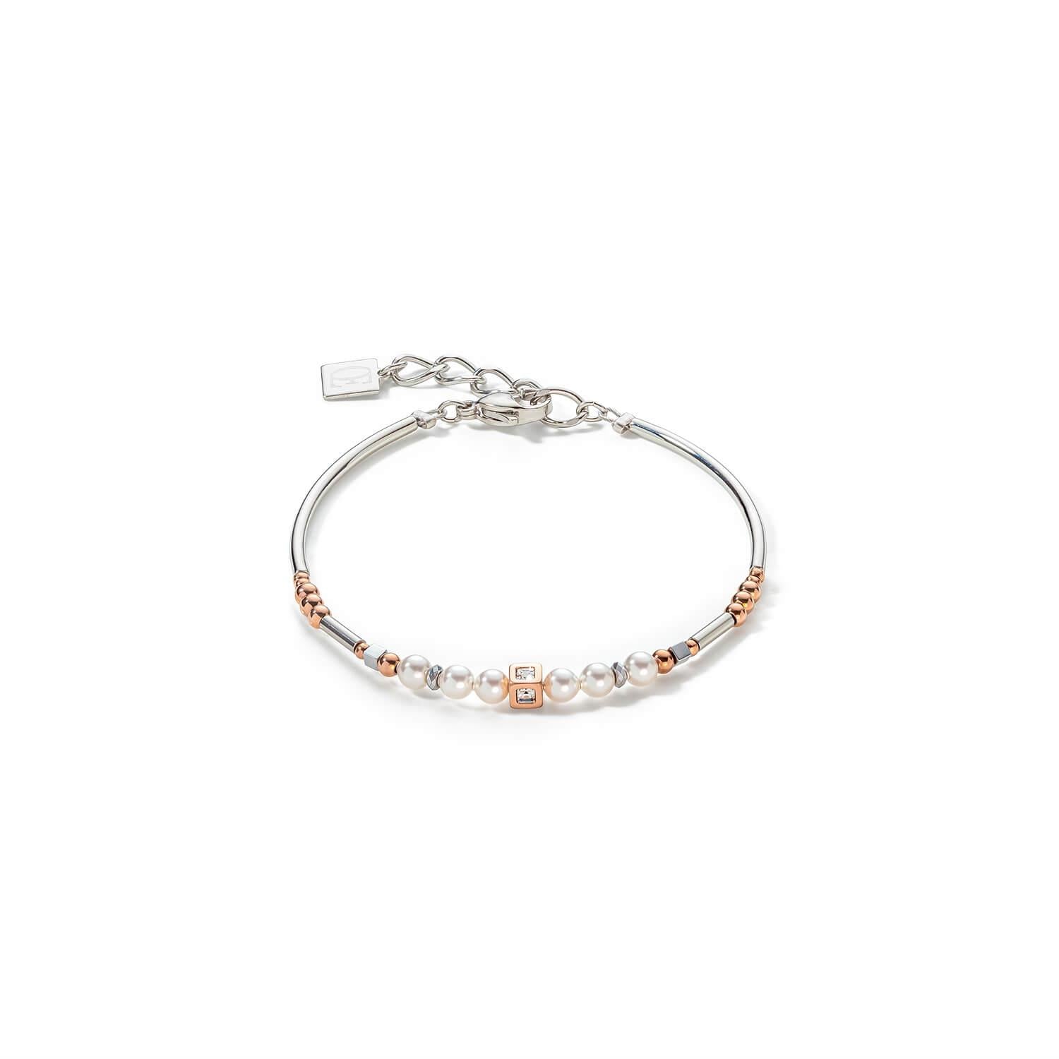 Silver Rose Gold Brilliant Square Layer Bracelet